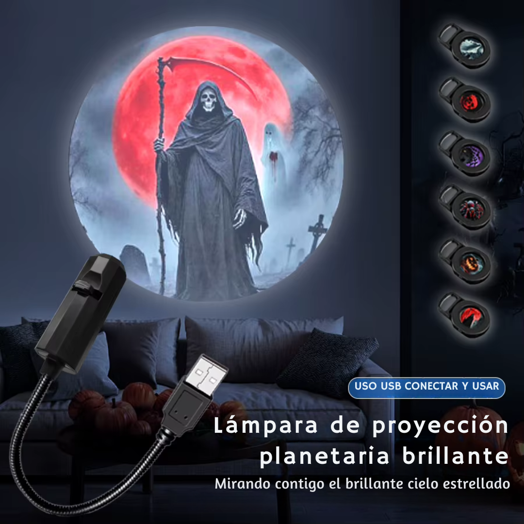 Lampara decorativa Hallowen, Lámpara LED USB Flexible de Proyección de Cielo Estrellado para Hogar, Dormitorio y Fiestas